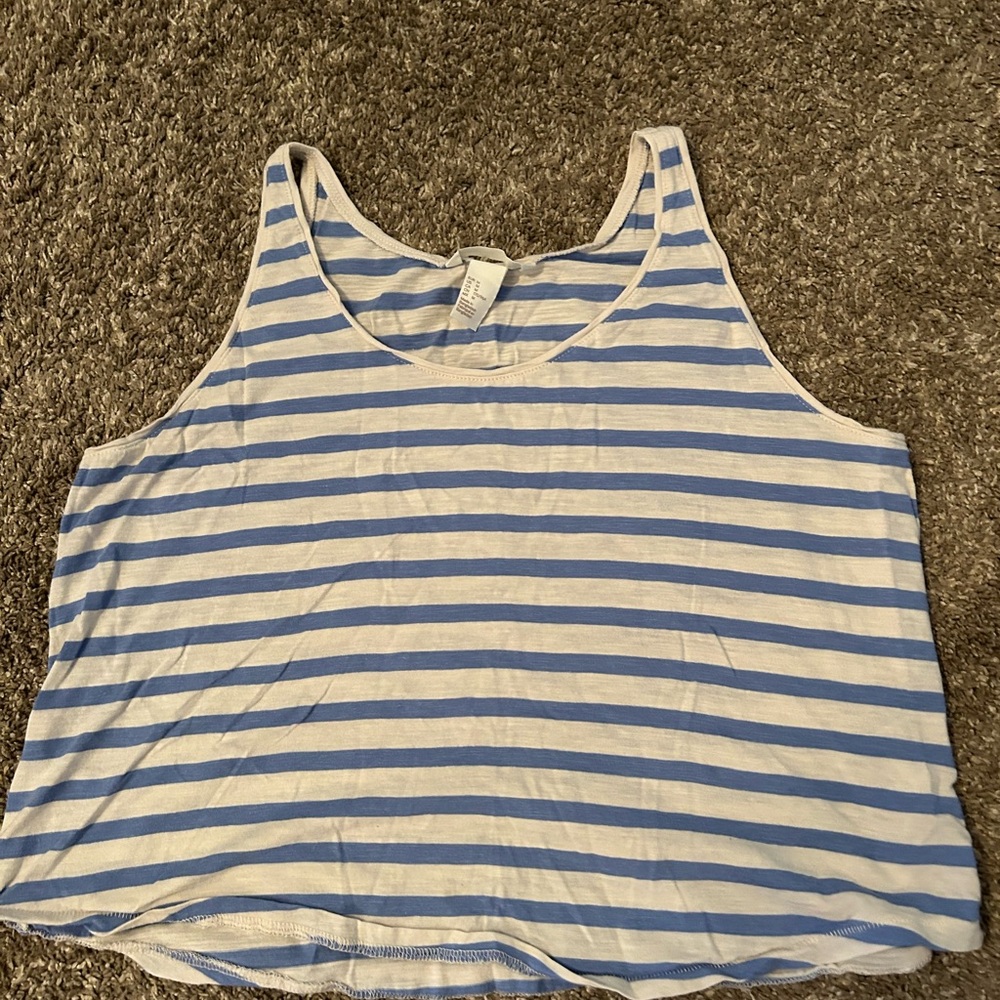 H&M blue and white striped tank top size medium